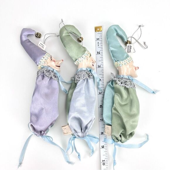 Wayne M Kleski Jester Christmas Ornament Candy Bag Pouch  Set Of 3 - Picture 9 of 9